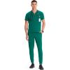 Cherokee Infinity Mens Partial Zip V-Neck Scrub Top, Rib-Knit Panels, 2 Zip Pockets, 1 Welt Pocket PROTX2 Fabric- IN702A(Hunter)