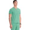 Cherokee Infinity Mens Partial Zip V-Neck Scrub Top, Rib-Knit Panels, 2 Zip Pockets, 1 Welt Pocket PROTX2 Fabric- IN702A(Matcha Latte)