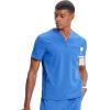 Cherokee Infinity Mens Partial Zip V-Neck Scrub Top, Rib-Knit Panels, 2 Zip Pockets, 1 Welt Pocket PROTX2 Fabric- IN702A(Royal)