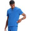 Cherokee Infinity Mens Partial Zip V-Neck Scrub Top, Rib-Knit Panels, 2 Zip Pockets, 1 Welt Pocket PROTX2 Fabric- IN702A(Royal)
