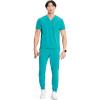 Cherokee Infinity Mens Partial Zip V-Neck Scrub Top, Rib-Knit Panels, 2 Zip Pockets, 1 Welt Pocket PROTX2 Fabric- IN702A(Teal Blue)