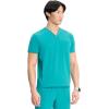 Cherokee Infinity Mens Partial Zip V-Neck Scrub Top, Rib-Knit Panels, 2 Zip Pockets, 1 Welt Pocket PROTX2 Fabric- IN702A(Teal Blue)