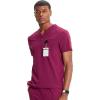 Cherokee Infinity Mens Partial Zip V-Neck Scrub Top, Rib-Knit Panels, 2 Zip Pockets, 1 Welt Pocket PROTX2 Fabric- IN702A(Wine)
