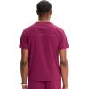 Cherokee Infinity Mens Partial Zip V-Neck Scrub Top, Rib-Knit Panels, 2 Zip Pockets, 1 Welt Pocket PROTX2 Fabric- IN702A(Wine)