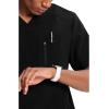 Cherokee Infinity Mens Tuckable V-Neck Scrub Top Modern Fit, 2 Pockets, Zip Chest Pocket, Rib-Knit, 360° Stretch – CK910A(Black)