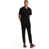 Cherokee Infinity Mens Tuckable V-Neck Scrub Top Modern Fit, 2 Pockets, Zip Chest Pocket, Rib-Knit, 360° Stretch – CK910A(Black)