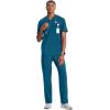 Cherokee Infinity Mens Tuckable V-Neck Scrub Top Modern Fit, 2 Pockets, Zip Chest Pocket, Rib-Knit, 360° Stretch – CK910A(Caribbean Blue)