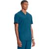 Cherokee Infinity Mens Tuckable V-Neck Scrub Top Modern Fit, 2 Pockets, Zip Chest Pocket, Rib-Knit, 360° Stretch – CK910A(Caribbean Blue)