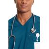 Cherokee Infinity Mens Tuckable V-Neck Scrub Top Modern Fit, 2 Pockets, Zip Chest Pocket, Rib-Knit, 360° Stretch – CK910A(Caribbean Blue)