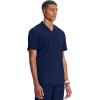 Cherokee Infinity Mens Tuckable V-Neck Scrub Top Modern Fit, 2 Pockets, Zip Chest Pocket, Rib-Knit, 360° Stretch – CK910A(Navy)