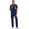 Cherokee Infinity Mens Tuckable V-Neck Scrub Top Modern Fit, 2 Pockets, Zip Chest Pocket, Rib-Knit, 360° Stretch – CK910A(Navy)