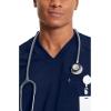 Cherokee Infinity Mens Tuckable V-Neck Scrub Top Modern Fit, 2 Pockets, Zip Chest Pocket, Rib-Knit, 360° Stretch – CK910A(Navy)