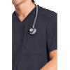 Cherokee Infinity Mens Tuckable V-Neck Scrub Top Modern Fit, 2 Pockets, Zip Chest Pocket, Rib-Knit, 360° Stretch – CK910A(Pewter)