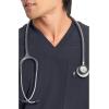 Cherokee Infinity Mens Tuckable V-Neck Scrub Top Modern Fit, 2 Pockets, Zip Chest Pocket, Rib-Knit, 360° Stretch – CK910A(Pewter)