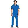 Cherokee Infinity Mens Tuckable V-Neck Scrub Top Modern Fit, 2 Pockets, Zip Chest Pocket, Rib-Knit, 360° Stretch – CK910A(Royal)
