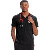 Cherokee Infinity Mens V-Neck Scrub Top, 1 Zip Chest Pocket, Rib-Knit Neckline, Side Vents – IN700A(Black)