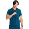 Cherokee Infinity Mens V-Neck Scrub Top, 1 Zip Chest Pocket, Rib-Knit Neckline, Side Vents – IN700A(Caribbean Blue)