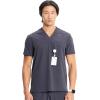 Cherokee Infinity Mens V-Neck Scrub Top, 1 Zip Chest Pocket, Rib-Knit Neckline, Side Vents – IN700A(Pewter)