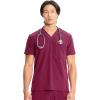 Cherokee Infinity Mens V-Neck Scrub Top, 1 Zip Chest Pocket, Rib-Knit Neckline, Side Vents – IN700A(Wine)