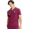 Cherokee Infinity Mens V-Neck Scrub Top, 1 Zip Chest Pocket, Rib-Knit Neckline, Side Vents – IN700A(Wine)