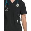 Cherokee Infinity Mens V-Neck Scrub Top Modern Fit, 3 Pockets, Rib-Knit Back Panels, Moisture-Wicking 360° Stretch – CK900A(Black)