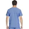 Cherokee Infinity Mens V-Neck Scrub Top Modern Fit, 3 Pockets, Rib-Knit Back Panels, Moisture-Wicking 360° Stretch – CK900A(Blue)