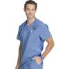 Cherokee Infinity Mens V-Neck Scrub Top Modern Fit, 3 Pockets, Rib-Knit Back Panels, Moisture-Wicking 360° Stretch – CK900A(Blue)