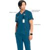 Cherokee Infinity Mens V-Neck Scrub Top Modern Fit, 3 Pockets, Rib-Knit Back Panels, Moisture-Wicking 360° Stretch – CK900A(Caribbean Blue)