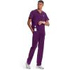 Cherokee Infinity Mens V-Neck Scrub Top Modern Fit, 3 Pockets, Rib-Knit Back Panels, Moisture-Wicking 360° Stretch – CK900A(Eggplant)