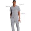 Cherokee Infinity Mens V-Neck Scrub Top Modern Fit, 3 Pockets, Rib-Knit Back Panels, Moisture-Wicking 360° Stretch – CK900A(Grey)