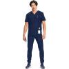 Cherokee Infinity Mens V-Neck Scrub Top Modern Fit, 3 Pockets, Rib-Knit Back Panels, Moisture-Wicking 360° Stretch – CK900A(Navy)