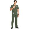 Cherokee Infinity Mens V-Neck Scrub Top Modern Fit, 3 Pockets, Rib-Knit Back Panels, Moisture-Wicking 360° Stretch – CK900A(Olive)