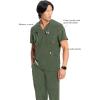 Cherokee Infinity Mens V-Neck Scrub Top Modern Fit, 3 Pockets, Rib-Knit Back Panels, Moisture-Wicking 360° Stretch – CK900A(Olive)