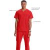 Cherokee Infinity Mens V-Neck Scrub Top Modern Fit, 3 Pockets, Rib-Knit Back Panels, Moisture-Wicking 360° Stretch – CK900A(Red)