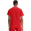 Cherokee Infinity Mens V-Neck Scrub Top Modern Fit, 3 Pockets, Rib-Knit Back Panels, Moisture-Wicking 360° Stretch – CK900A(Red)