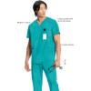 Cherokee Infinity Mens V-Neck Scrub Top Modern Fit, 3 Pockets, Rib-Knit Back Panels, Moisture-Wicking 360° Stretch – CK900A(Teal Blue)
