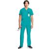 Cherokee Infinity Mens V-Neck Scrub Top Modern Fit, 3 Pockets, Rib-Knit Back Panels, Moisture-Wicking 360° Stretch – CK900A(Teal Blue)