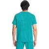 Cherokee Infinity Mens V-Neck Scrub Top Modern Fit, 3 Pockets, Rib-Knit Back Panels, Moisture-Wicking 360° Stretch – CK900A(Teal Blue)