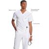 Cherokee Infinity Mens V-Neck Scrub Top Modern Fit, 3 Pockets, Rib-Knit Back Panels, Moisture-Wicking 360° Stretch – CK900A(White)