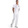 Cherokee Infinity Mens V-Neck Scrub Top Modern Fit, 3 Pockets, Rib-Knit Back Panels, Moisture-Wicking 360° Stretch – CK900A(White)