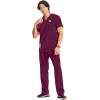 Cherokee Infinity Mens V-Neck Scrub Top Modern Fit, 3 Pockets, Rib-Knit Back Panels, Moisture-Wicking 360° Stretch – CK900A(Wine)