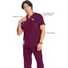 Cherokee Infinity Mens V-Neck Scrub Top Modern Fit, 3 Pockets, Rib-Knit Back Panels, Moisture-Wicking 360° Stretch – CK900A(Wine)