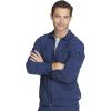 Cherokee Infinity Mens Zip Front Warm-Up Scrub Jacket, Modern Fit, 5 Pockets, Rib-Knit Panels Moisture Wicking – CK305A(Navy)