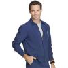 Cherokee Infinity Mens Zip Front Warm-Up Scrub Jacket, Modern Fit, 5 Pockets, Rib-Knit Panels Moisture Wicking – CK305A(Navy)