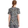 Cherokee Infinity Printed Scrub Tops for Women Round Neck, 3 Pockets, Rib-Knit Inset & Princess Seams – CK609(Big Cat)