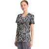 Cherokee Infinity Printed Scrub Tops for Women Round Neck, 3 Pockets, Rib-Knit Inset & Princess Seams – CK609(Big Cat)