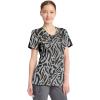 Cherokee Infinity Printed Scrub Tops for Women Round Neck, 3 Pockets, Rib-Knit Inset & Princess Seams – CK609(Big Cat)
