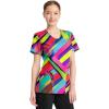 Cherokee Infinity Printed Scrub Tops for Women Round Neck, 3 Pockets, Rib-Knit Inset & Princess Seams – CK609(Color Block Stripe)