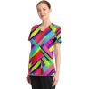 Cherokee Infinity Printed Scrub Tops for Women Round Neck, 3 Pockets, Rib-Knit Inset & Princess Seams – CK609(Color Block Stripe)