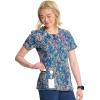Cherokee Infinity Printed Scrub Tops for Women Round Neck, 3 Pockets, Rib-Knit Inset & Princess Seams – CK609(Colorful Distress)